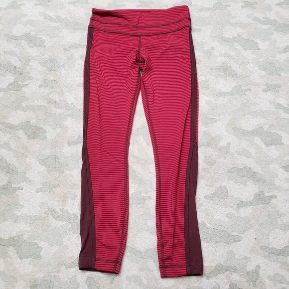 Lululemon Leggings Womens 4 Red Pull On Ankle Yoga Fitness Gym - Picture 1 of 8